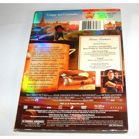 Ratatouille (DVD, 2007) Disney Pixar - Picture 2 of 3